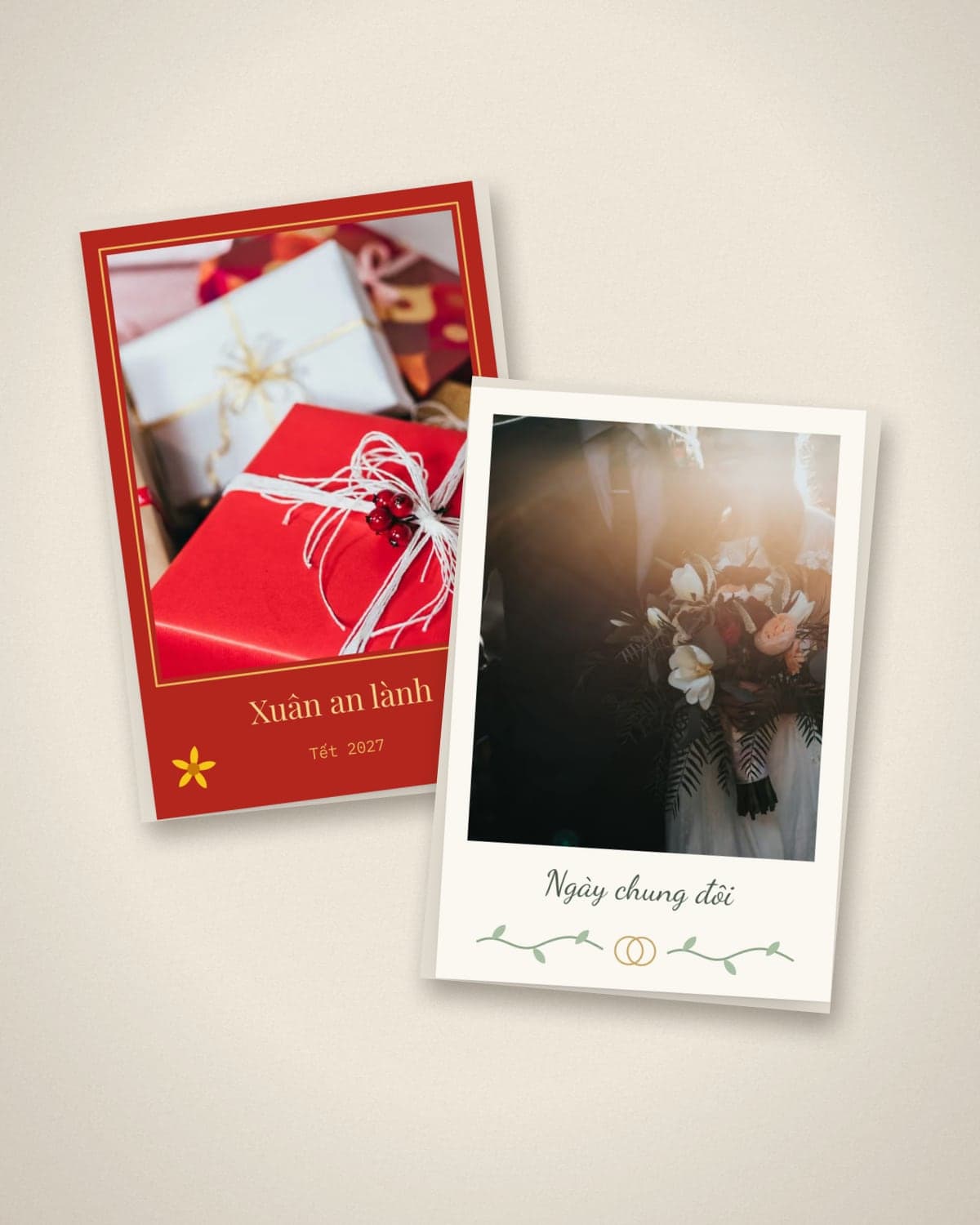 Polaroids in the Spring Blessings and Our Wedding Day frames
